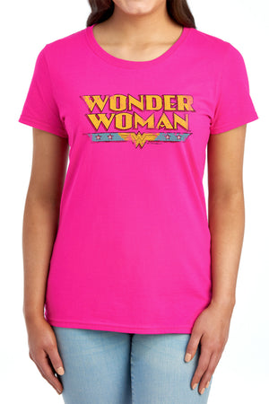 AN OFFCIALLY LICENSED DC WONDER WOMAN LOGO WOMEN'S REGULAR FIT T-SHIRT RED