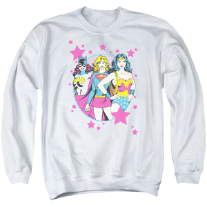 AN OFFCIALLY LICENSED DC WE ARE SUPERIOR ADULT UNISEX CREWNECK SWEATSHIRT WHITE