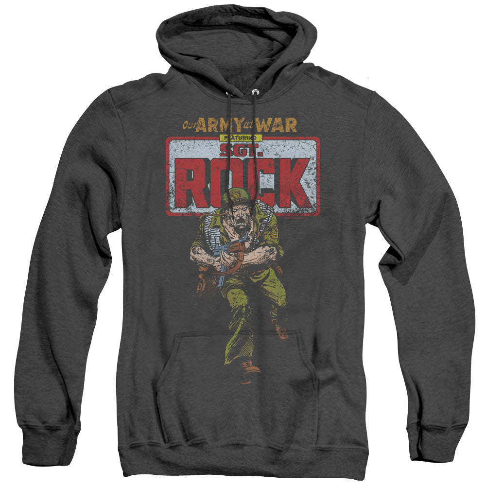 AN OFFCIALLY LICENSED DC SGT ROCK ADULT UNISEX HEATHER PULLOVER HOODIE BLACK