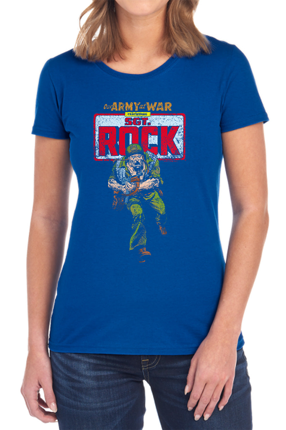 AN OFFCIALLY LICENSED DC SGT ROCK WOMEN'S REGULAR FIT T-SHIRT BLACK