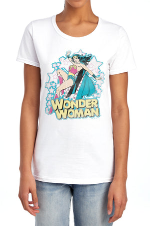 AN OFFCIALLY LICENSED DC IM WONDER WOMAN WOMEN'S REGULAR FIT T-SHIRT LIGHT BLUE