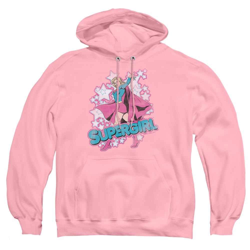AN OFFCIALLY LICENSED DC IM SUPERGIRL ADULT UNISEX PULLOVER HOODIE PINK