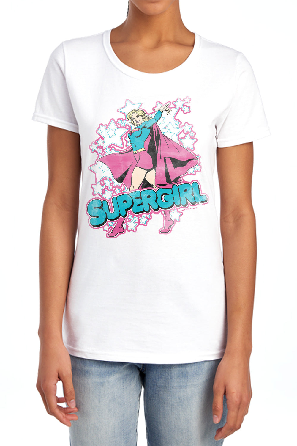 AN OFFCIALLY LICENSED DC IM SUPERGIRL WOMEN'S REGULAR FIT T-SHIRT PINK