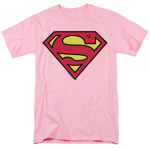 AN OFFCIALLY LICENSED DC SUPERMAN CLASSIC LOGO MEN'S REGULAR FIT T-SHIRT HOT PINK