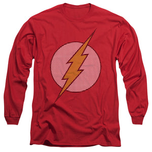 AN OFFCIALLY LICENSED DC FLASH FLASH LITTLE LOGOS MEN'S LONG SLEEVE T-SHIRT RED