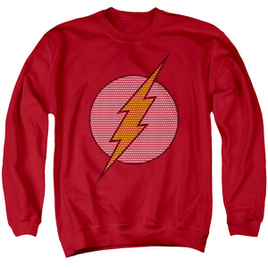 AN OFFCIALLY LICENSED DC FLASH FLASH LITTLE LOGOS ADULT UNISEX CREWNECK SWEATSHIRT RED