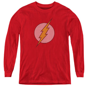 AN OFFCIALLY LICENSED DC FLASH FLASH LITTLE LOGOS YOUTH LONG SLEEVE T-SHIRT RED