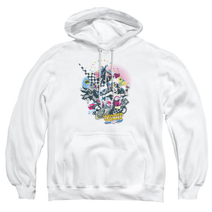 AN OFFCIALLY LICENSED DC POWER TRIO ADULT UNISEX PULLOVER HOODIE WHITE