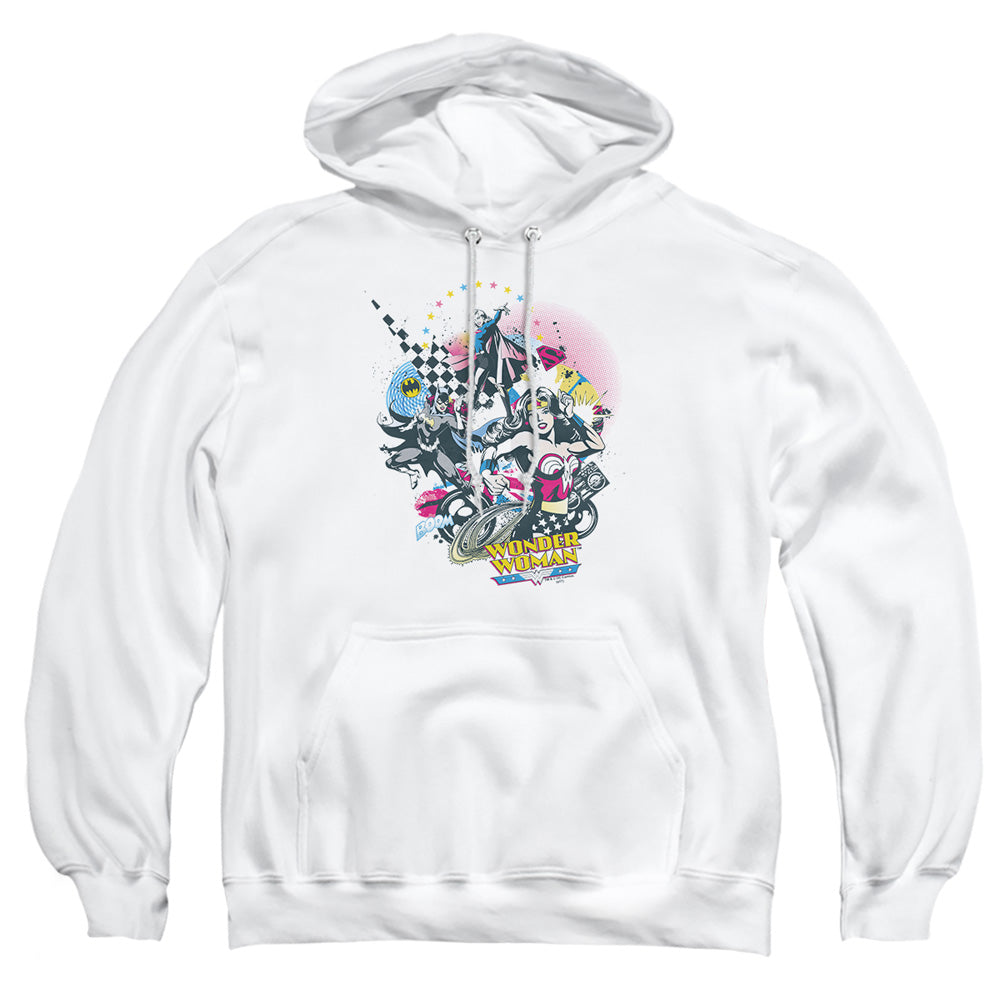 AN OFFCIALLY LICENSED DC POWER TRIO ADULT UNISEX PULLOVER HOODIE WHITE