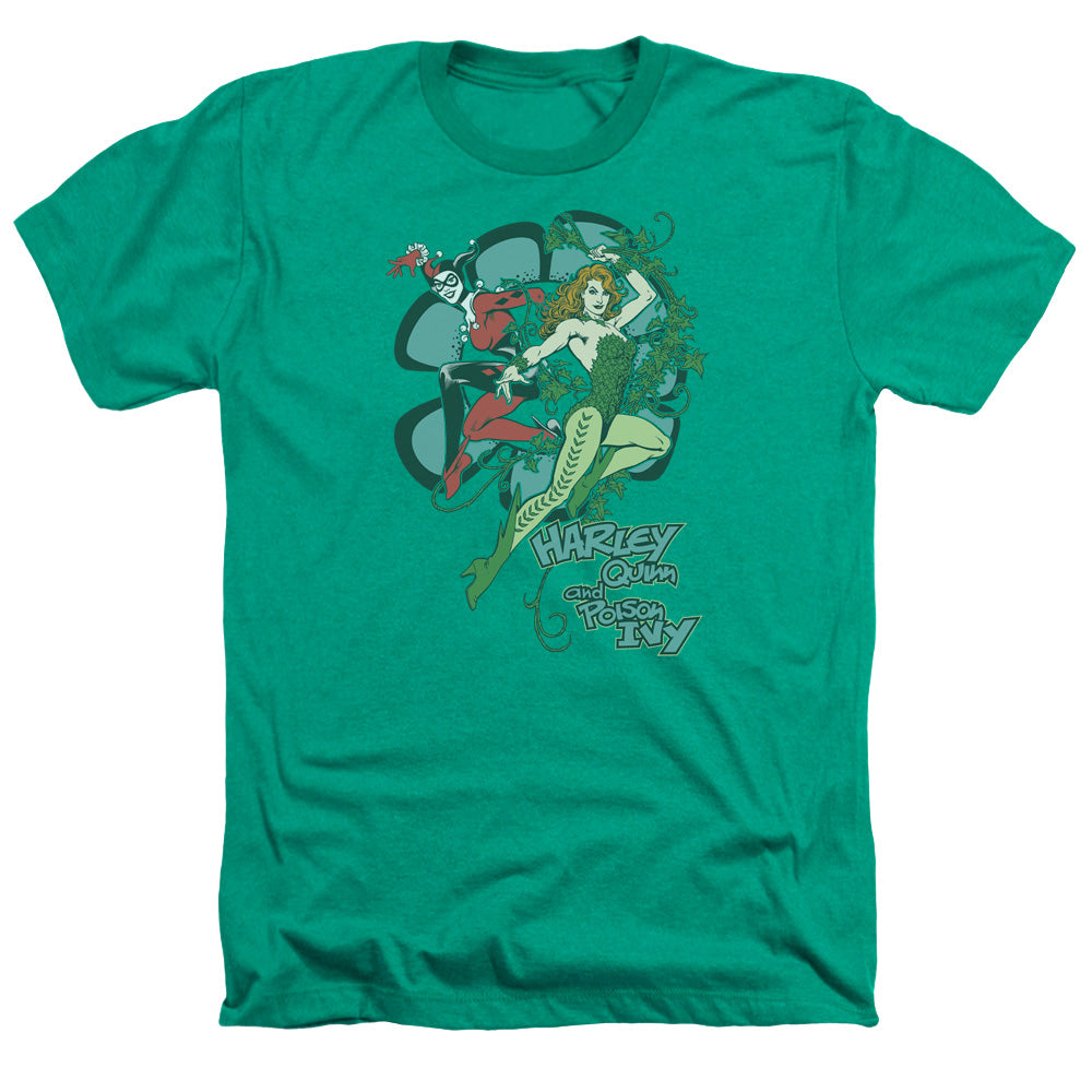 AN OFFCIALLY LICENSED DC HARLEY AND IVY MEN'S HEATHER T-SHIRT KELLY GREEN
