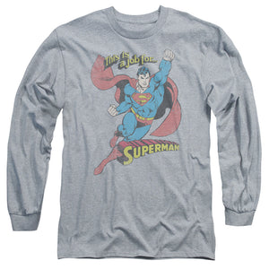 AN OFFCIALLY LICENSED DC ON THE JOB MEN'S LONG SLEEVE T-SHIRT ATHLETIC HEATHER