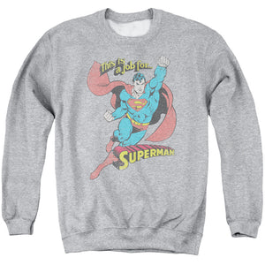 AN OFFCIALLY LICENSED DC ON THE JOB ADULT UNISEX CREWNECK SWEATSHIRT ATHLETIC HEATHER