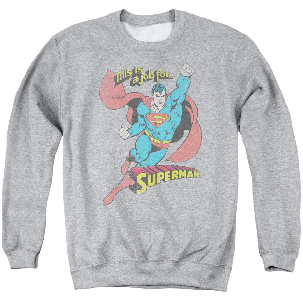 AN OFFCIALLY LICENSED DC ON THE JOB ADULT UNISEX CREWNECK SWEATSHIRT ATHLETIC HEATHER