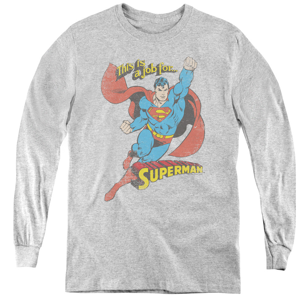 AN OFFCIALLY LICENSED DC ON THE JOB YOUTH LONG SLEEVE T-SHIRT ATHLETIC HEATHER