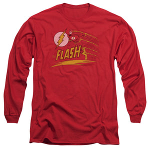 AN OFFCIALLY LICENSED DC FLASH LIKE LIGHTNING MEN'S LONG SLEEVE T-SHIRT RED