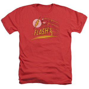 AN OFFCIALLY LICENSED DC FLASH LIKE LIGHTNING MEN'S HEATHER T-SHIRT RED