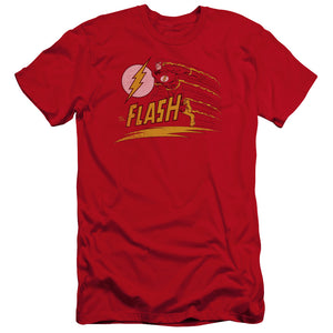 AN OFFCIALLY LICENSED DC FLASH LIKE LIGHTNING MEN'S PREMIUM SLIM FIT T-SHIRT RED