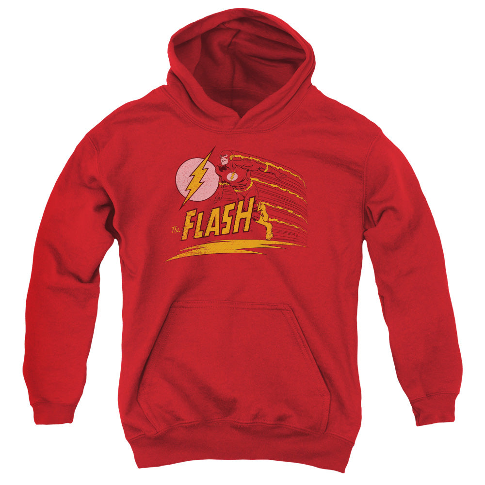 AN OFFCIALLY LICENSED DC FLASH LIKE LIGHTNING YOUTH HOODIE RED