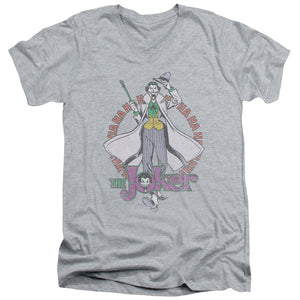AN OFFCIALLY LICENSED DC MANIACAL MEN'S V-NECK T-SHIRT ATHLETIC HEATHER