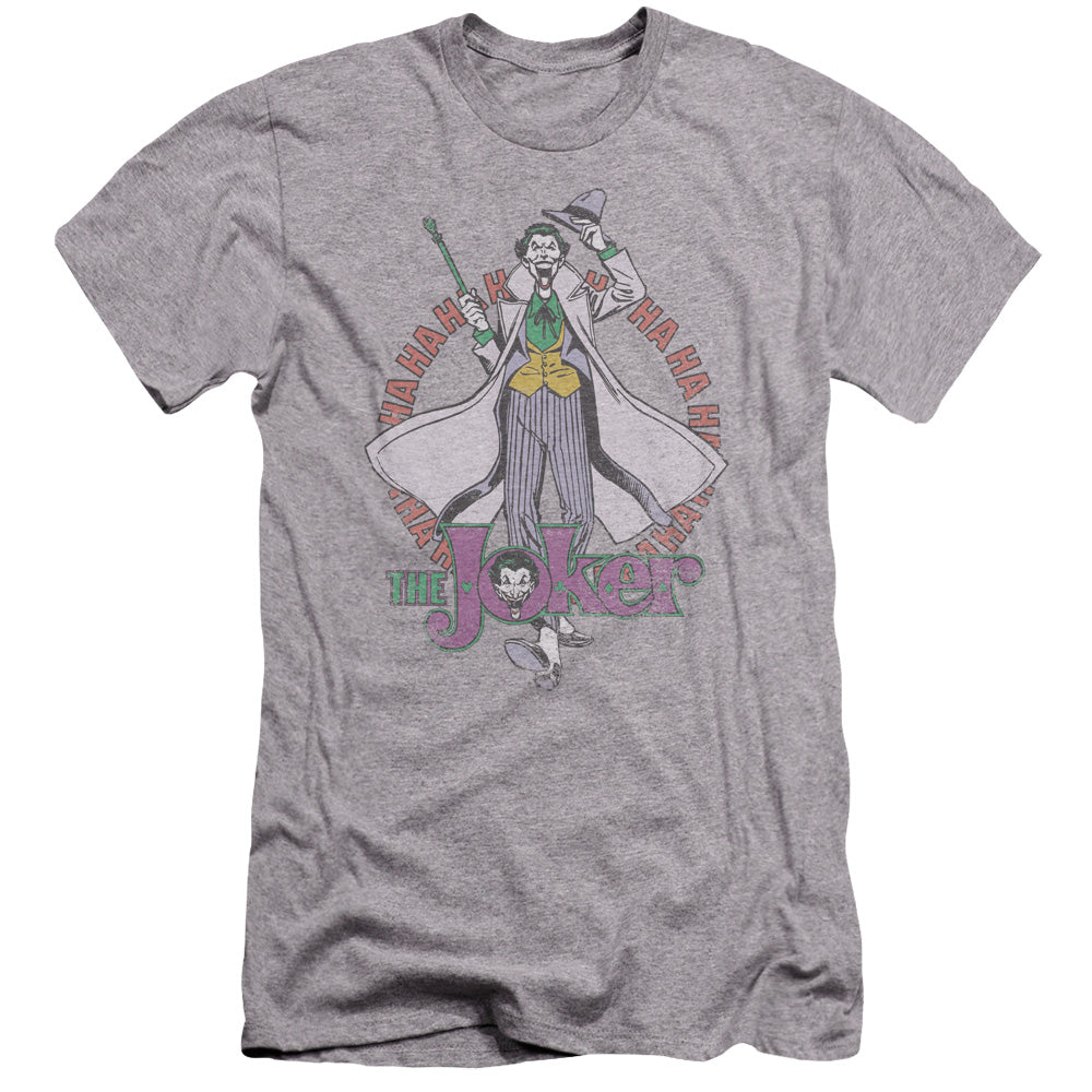 AN OFFCIALLY LICENSED DC MANIACAL MEN'S PREMIUM SLIM FIT T-SHIRT ATHLETIC HEATHER