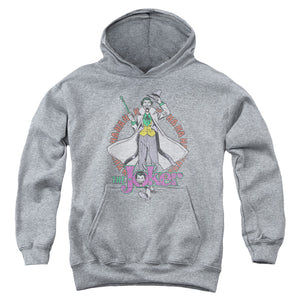 AN OFFCIALLY LICENSED DC MANIACAL YOUTH HOODIE ATHLETIC HEATHER