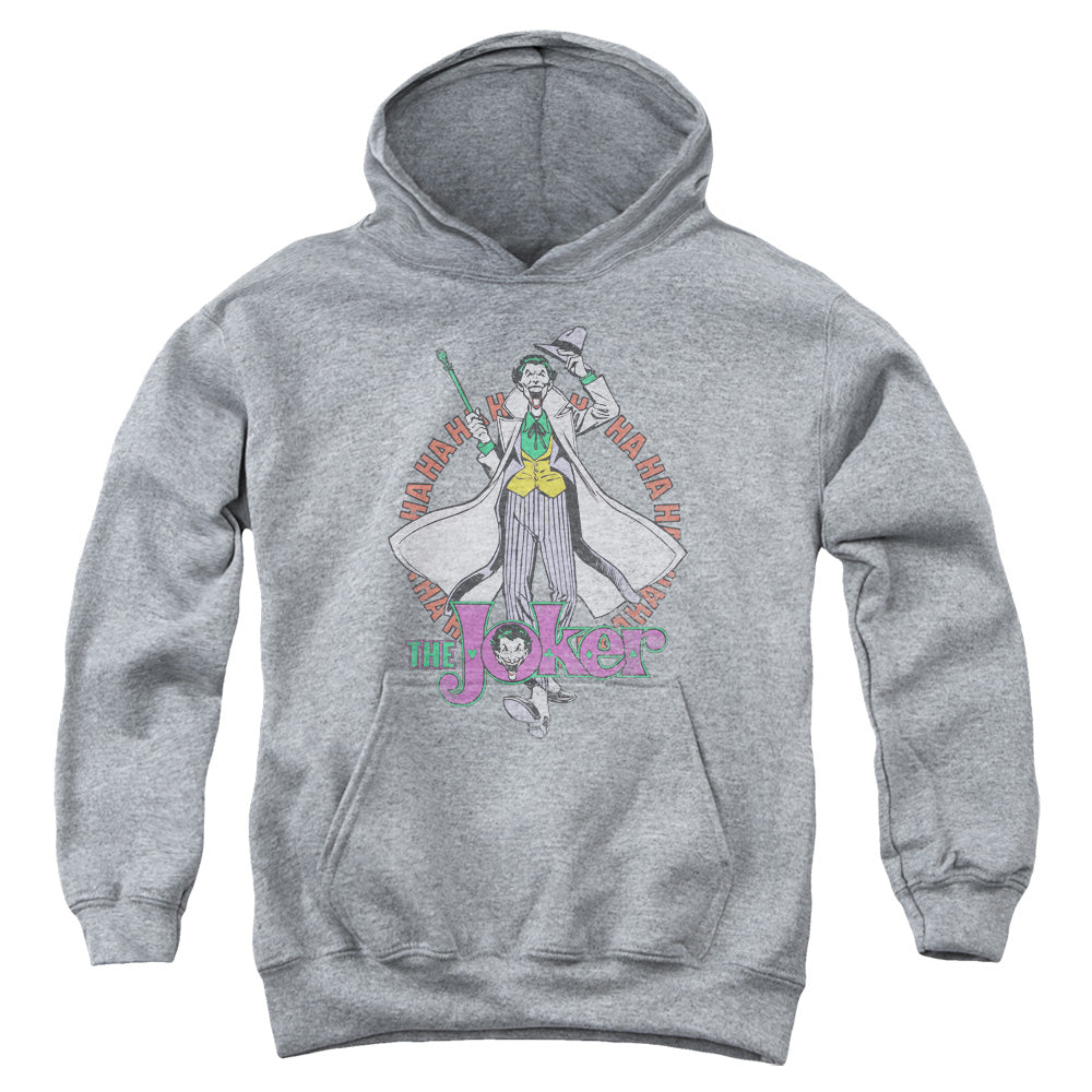 AN OFFCIALLY LICENSED DC MANIACAL YOUTH HOODIE ATHLETIC HEATHER