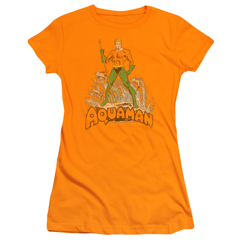 DC Aquaman Distressed Licensed Women's T-Shirt Juniors XL