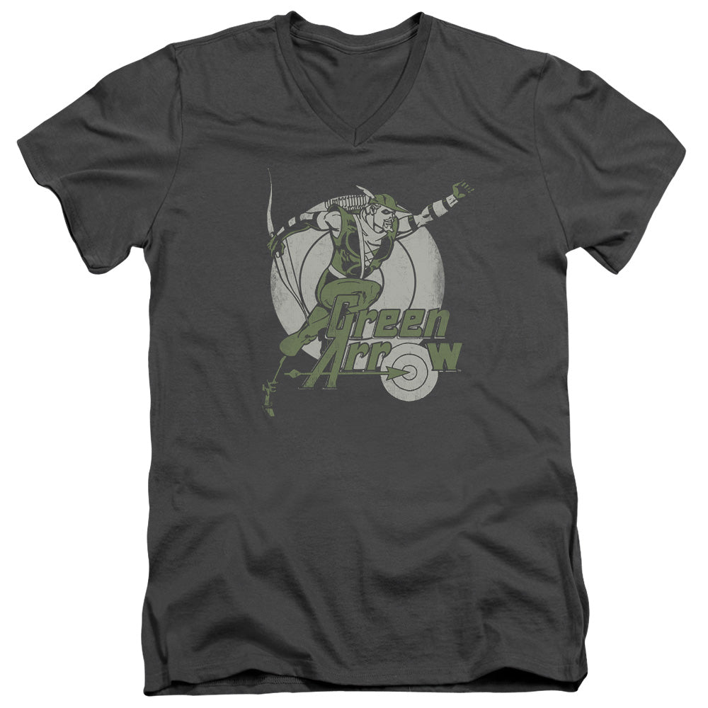 AN OFFCIALLY LICENSED DC RIGHT ON TARGET MEN'S V-NECK T-SHIRT CHARCOAL