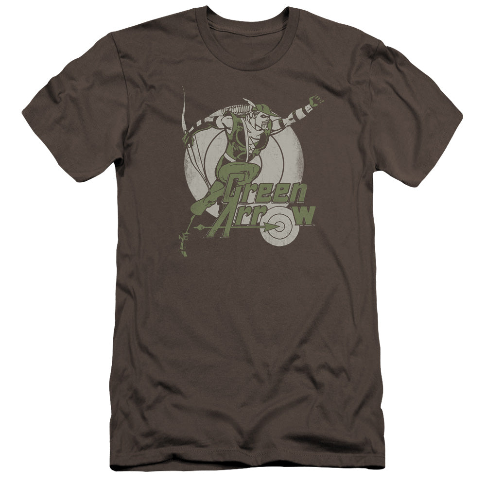 AN OFFCIALLY LICENSED DC RIGHT ON TARGET MEN'S PREMIUM SLIM FIT T-SHIRT CHARCOAL