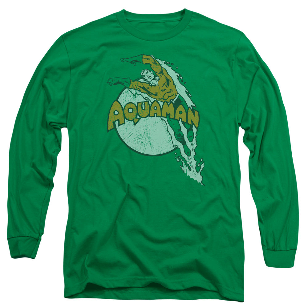 AN OFFCIALLY LICENSED DC SPLASH MEN'S LONG SLEEVE T-SHIRT KELLY GREEN