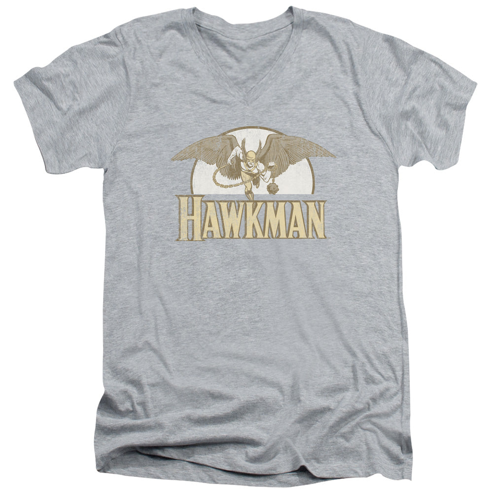 AN OFFCIALLY LICENSED DC FLY BY MEN'S V-NECK T-SHIRT ATHLETIC HEATHER