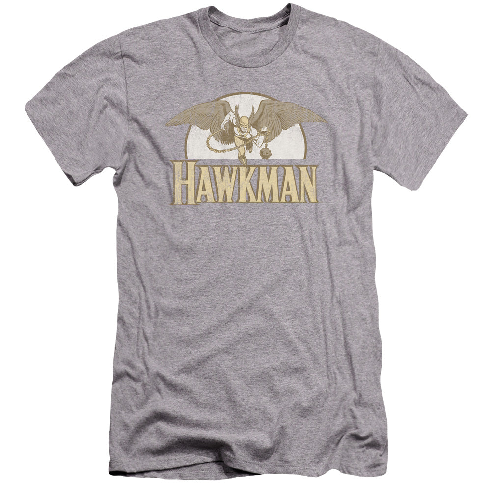 AN OFFCIALLY LICENSED DC FLY BY MEN'S PREMIUM SLIM FIT T-SHIRT ATHLETIC HEATHER