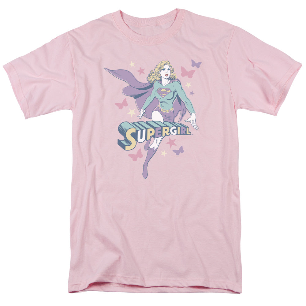 AN OFFCIALLY LICENSED DC SUPERGIRL PASTELS MEN'S REGULAR FIT T-SHIRT PINK
