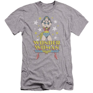 AN OFFCIALLY LICENSED DC A WONDER MEN'S PREMIUM SLIM FIT T-SHIRT ATHLETIC HEATHER