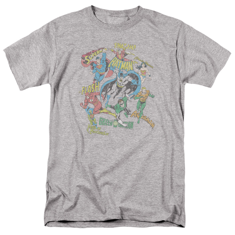 AN OFFCIALLY LICENSED DC SUPER COLLAGE MEN'S REGULAR FIT T-SHIRT SILVER