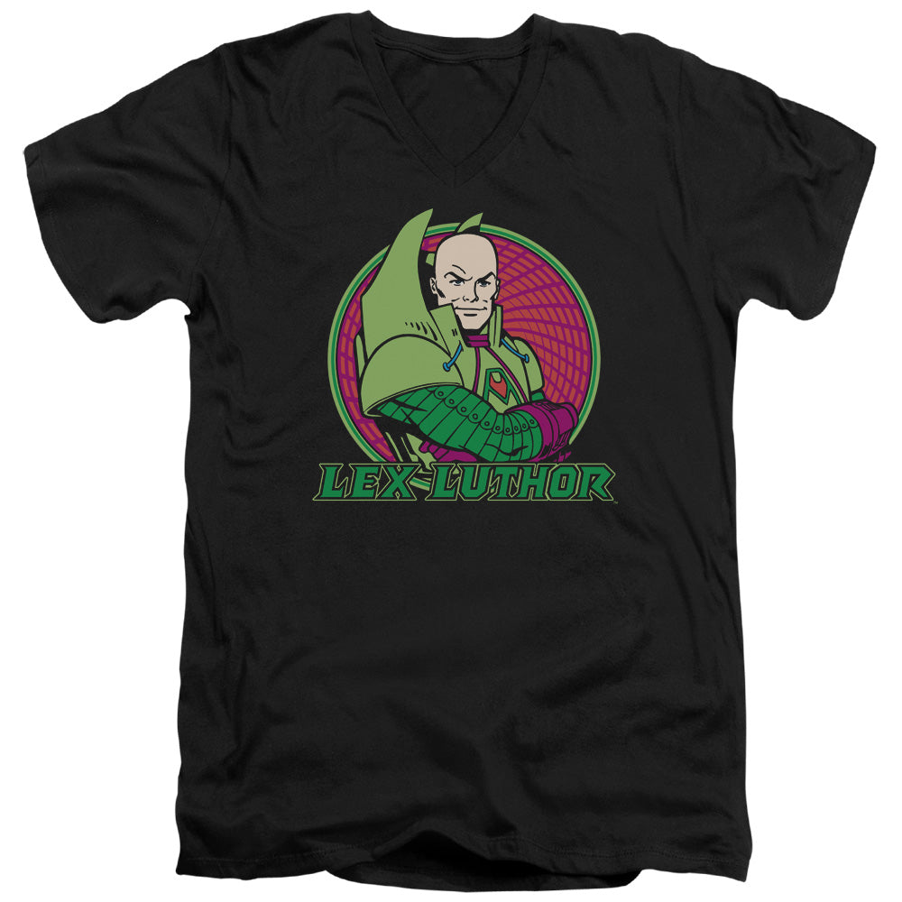 AN OFFCIALLY LICENSED DC LEX LUTHOR MEN'S V-NECK T-SHIRT BLACK