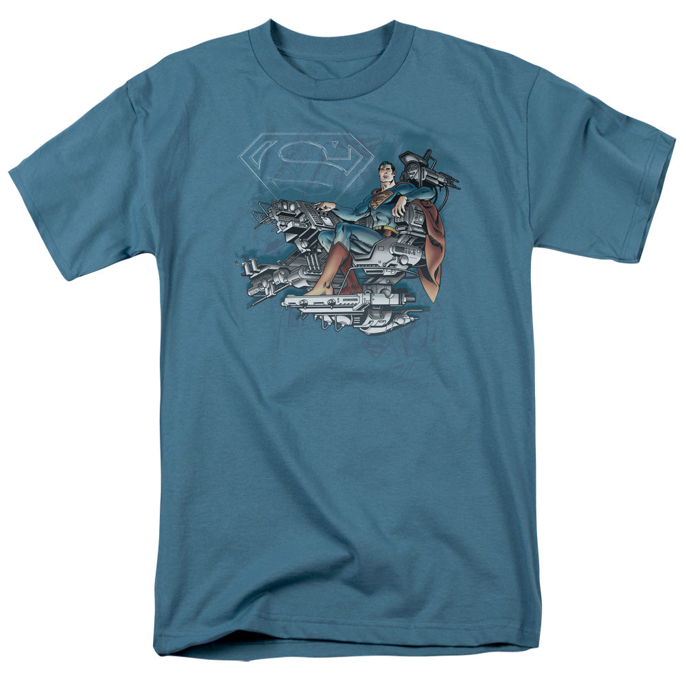 AN OFFCIALLY LICENSED DC SUPER MIND MEN'S REGULAR FIT T-SHIRT SLATE