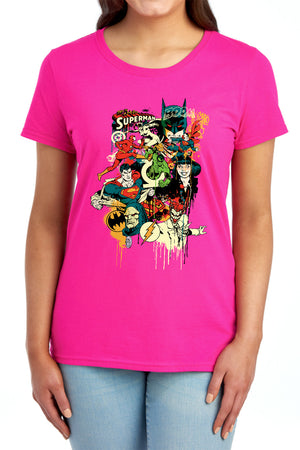 AN OFFCIALLY LICENSED DC DRIPPING CHARACTERS WOMEN'S REGULAR FIT T-SHIRT RED