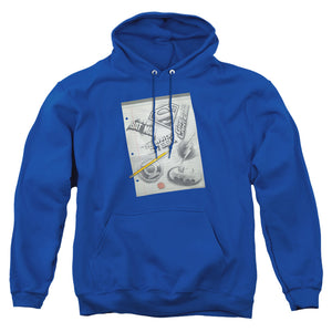 AN OFFCIALLY LICENSED DC LOGO NOTE PAPER ADULT UNISEX PULLOVER HOODIE ROYAL