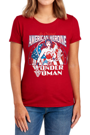 AN OFFCIALLY LICENSED DC AMERICAN HEROINE WOMEN'S REGULAR FIT T-SHIRT NAVY