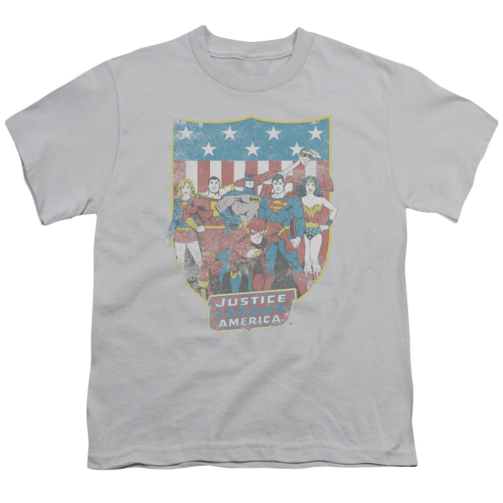 DC Jla American Shield Licensed Kid's T-Shirt (Ages 4-7) XL