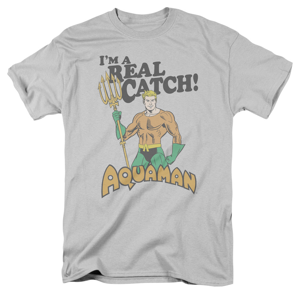AN OFFCIALLY LICENSED DCO REAL CATCH MEN'S REGULAR FIT T-SHIRT SILVER