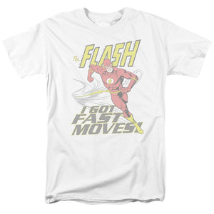 AN OFFCIALLY LICENSED DC FLASH FAST MOVES MEN'S REGULAR FIT T-SHIRT WHITE