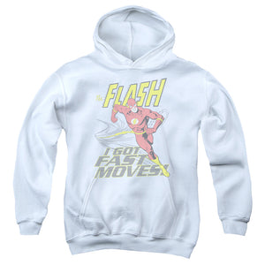 AN OFFCIALLY LICENSED DC FLASH FAST MOVES YOUTH HOODIE WHITE