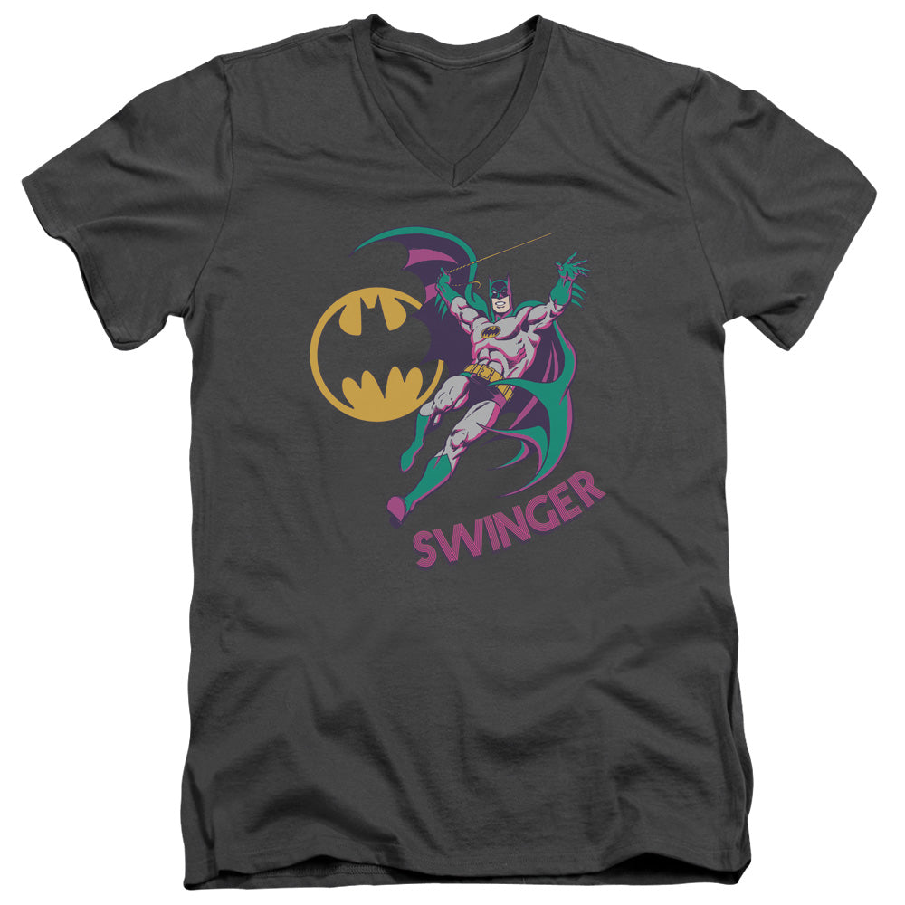 AN OFFCIALLY LICENSED DCO SWINGER MEN'S V-NECK T-SHIRT CHARCOAL