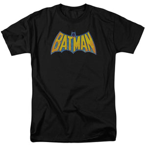 AN OFFCIALLY LICENSED DCO BATMAN NEON DISTRESS LOGO MEN'S REGULAR FIT T-SHIRT BLACK