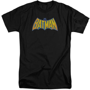 AN OFFCIALLY LICENSED DCO BATMAN NEON DISTRESS LOGO MEN'S TALL FIT T-SHIRT BLACK