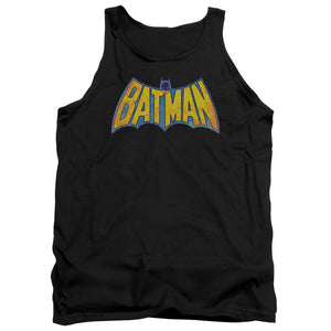 AN OFFCIALLY LICENSED DCO BATMAN NEON DISTRESS LOGO ADULT UNISEX TANK TOP BLACK