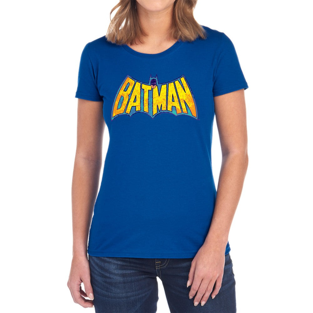 Dco Batman Neon Distress Logo Licensed Women's T-Shirt Regular Fit LG