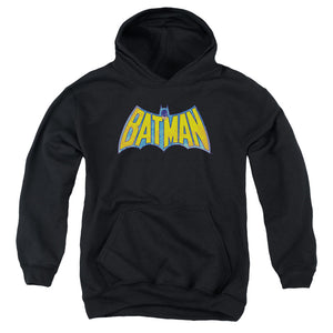 AN OFFCIALLY LICENSED DCO BATMAN NEON DISTRESS LOGO YOUTH HOODIE BLACK